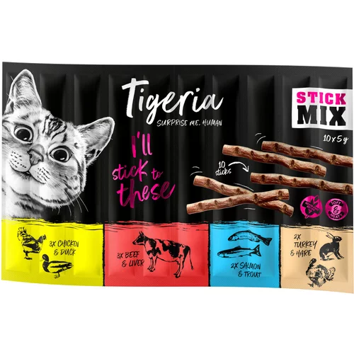 Tigeria palčke 10 x 5 g - Mešan paket 2 (zajec, gos, jagnjetina in divjačina)