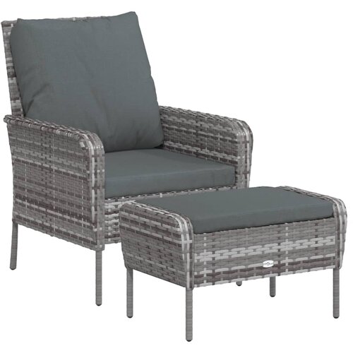 Maison Chic Vrtni Stoli - Stol za vrt s stolčkom za noge siv poli ratan JS707, (21878840) Slike