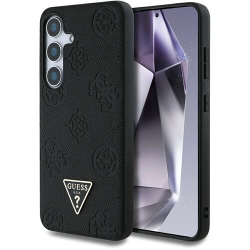  Maska Guess Grained Hot Stamp Peony Pattern Triangle Logo MagSafe za Samsung Galaxy S25/ S931B crna Cene