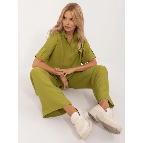 Fashion Hunters Lime summer linen set with oversize shirt