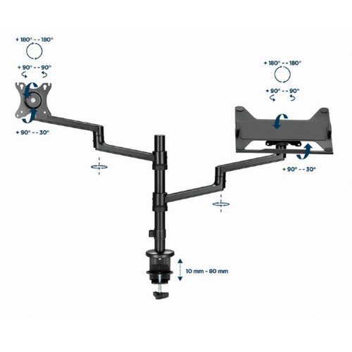 Oblivion gaming oprema MA-DA-04 Gembird Podesivi stoni drzac za monitor tilt, 17-32 max.8kg + nosac za laptop Cene