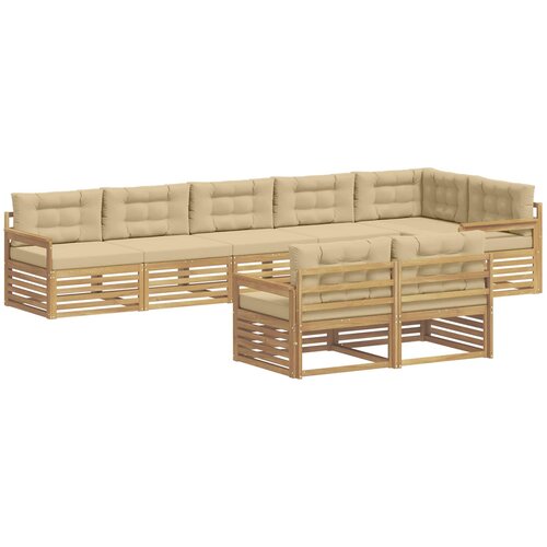 vidaXL Zunanja garnitura za sedenje 8 pcs Bela in bež Poliester, (5000280369) Cene