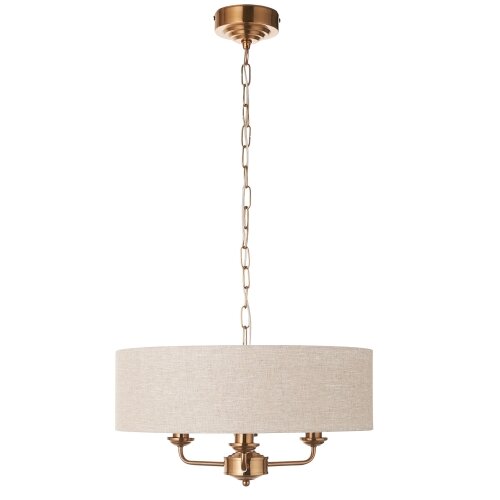  Endon 110723 - Luster na lancu HIGHCLERE 3xE14/40W/230V bež/mesing Slike