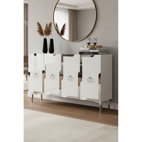 Hanah home komoda Seza 120, 120 cm, bela / srebrna Cene