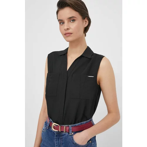 Calvin Klein Košulja za žene, boja: crna, regular, s klasičnim ovratnikom