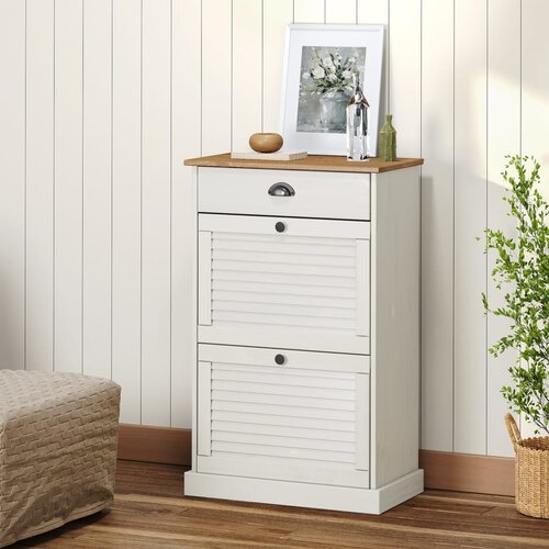 vidaXL Omara za čevlje VIGO 60x35x96 cm bela trdna borovina Cene