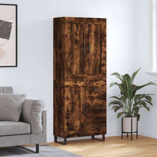  Visoka komoda dimljeni hrast 69 5x34x180 cm konstruiranog drva Cijene