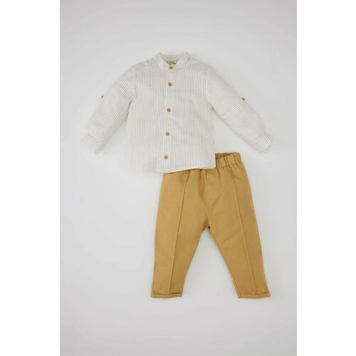 Defacto Baby Boy Striped Poplin Shirt Trousers 2 Piece Set Cene