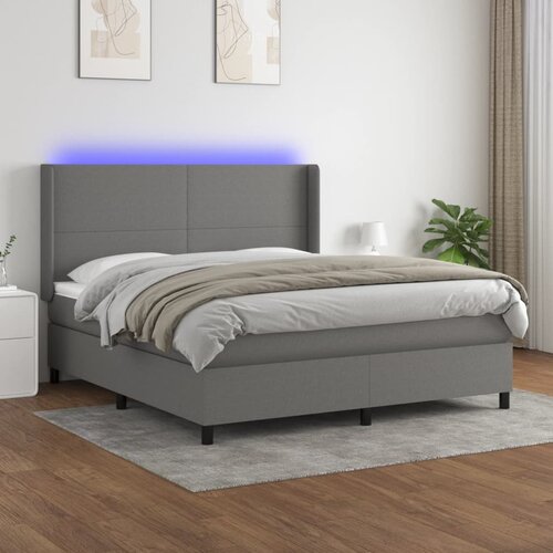  Krevet box spring s madracem LED tamnosivi 180x200 cm tkanina Cijene