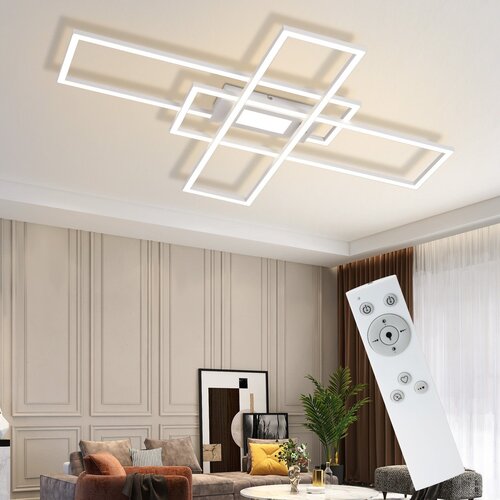 Nettlife LED stropna svetilka z možnostjo zatemnitve 50W Bela z daljinskim upravljalnikom Moderna geometrijska oblika, (5000045998) Cene