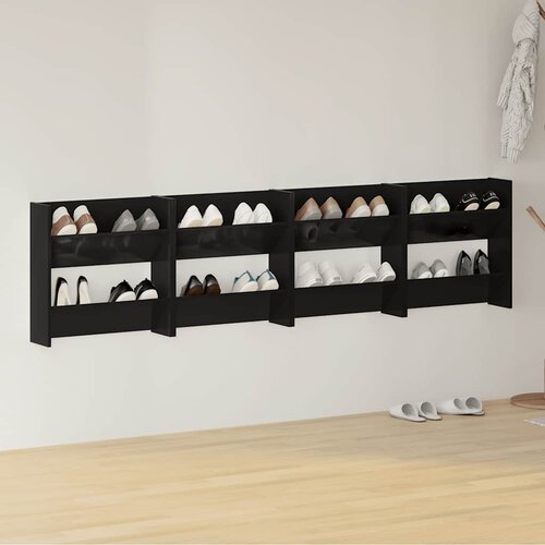  Zidni ormarići za cipele 4 kom sjajni crni 60x18x60 cm drveni Slike