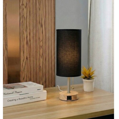  Brilagi - Stona lampa sa USB portom TABLON 1xE27/25W/230V hrast/bež/crna Slike
