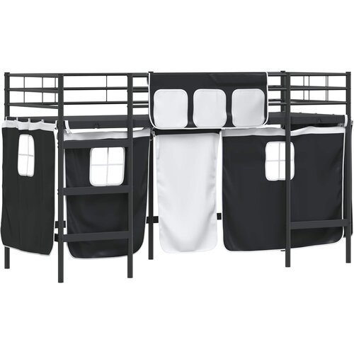  Krevet na kat za djecu s zavjesama Crna 75 x 190 cm Slike