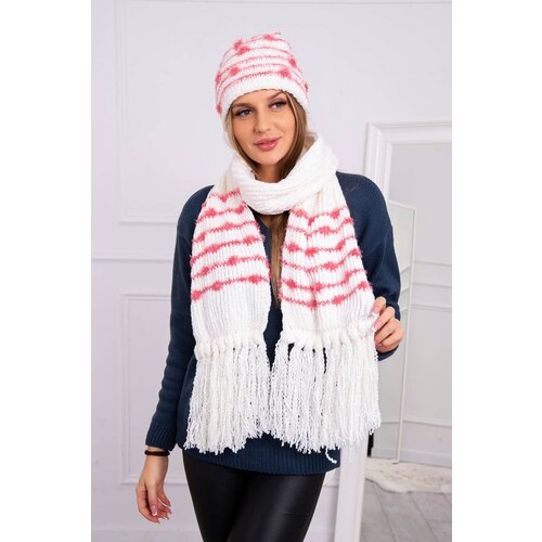 Kesi Women&amp;#039;s set with scarf Anika K304 ecru + raspberry Slike
