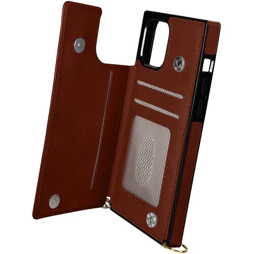 AVIZAR Ovitek z vrvico za iPhone 12, odporen na udarce, z varnim držalom za kartico - rjav, (20717841) Cene