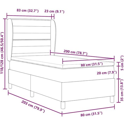  Podna opruga s madracem Tamno siva 90x190 cm Krema 80 x 200 cm Slike