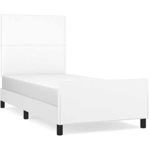 Maison Chic Posteljni okvir - Enojna postelja - Postelja za odrasle z vzglavjem bel 100x200 cm umetno usnje-J9311, (21774407) Cene