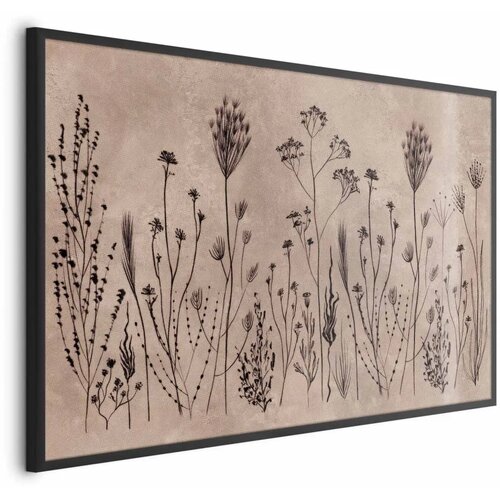  Plakat Field Flowers - black plants on a lime wash background 30x21 Crni okvir Cijene