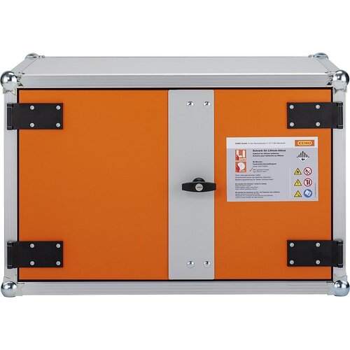 Cemo Varnostna omara za polnjenje akumulatorjev, možnost priklopa požarnega alarma, ŠxGxV 830 x 660 x 520 mm, 230 V, oranžne/sive barve Cene
