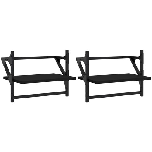 Maison Chic 2 kosi Stenske Police - Viseče police s prečkami črne 40x25x30 cm, (21793978) Slike