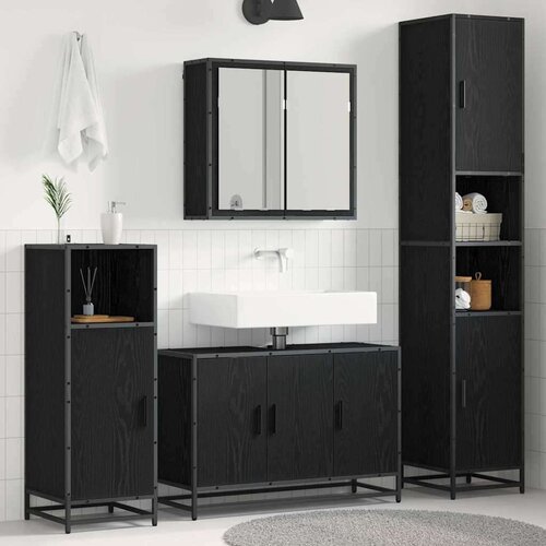 vidaXL set namještaja za kupaonicu 4 pcs crni hrast 90 x 33 x 60 cm Cene