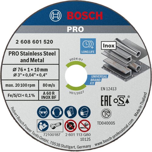 Bosch PRO Stainless Steel and Metal lepljena rezna ploča, 76&times;1&times;10 mm 2608601520 Cene