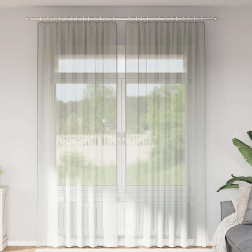 VidaXL Voile zavjese s petljama 2 kom svijetlosive 140x260 cm Slike