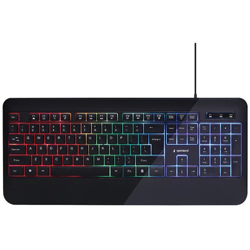 TASTATURA GEMBIRD, KB-UML-03 Slim Rainbow backlight multimedia keyboard, USB, USA layout