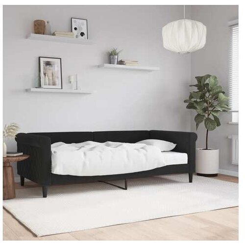 VidaXL Dnevna postelja z vzmetnico črna 90x190 cm žamet Slike