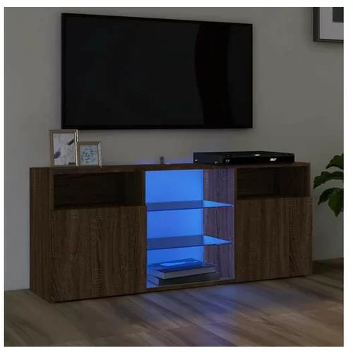  TV omarica z LED lučkami rjav hrast 120x30x50 cm