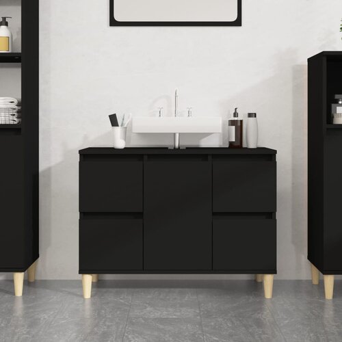 vidaXL Omarica za umivalnik črna 80x33x60 cm inženirski les Cene