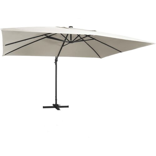 vidaXL Stranski senčnik LED in aluminijast drog 400x300 cm peščen Cene