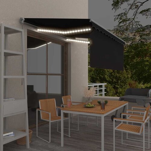 Tenda na ručno uvlačenje s roletom LED 3,5 x 2,5 m antracit Cijene