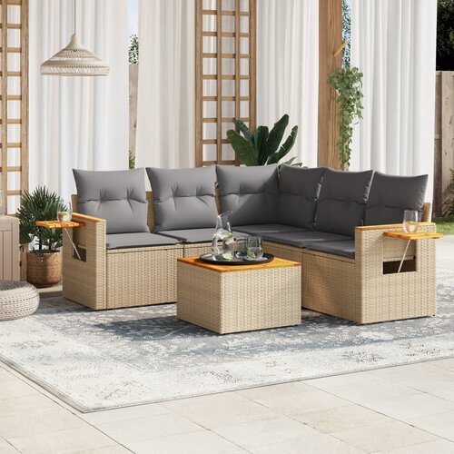 vidaXL 6-dijelni set vrtnih sofa s jastucima bež od poliratana Cijene