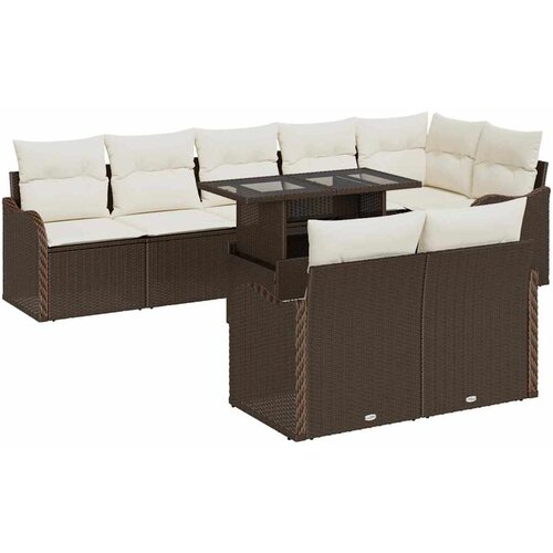 vidaXL Vrtna sedežna garnitura z blazino 9 pcs Rjava Poliratan, (5000133590) Cene
