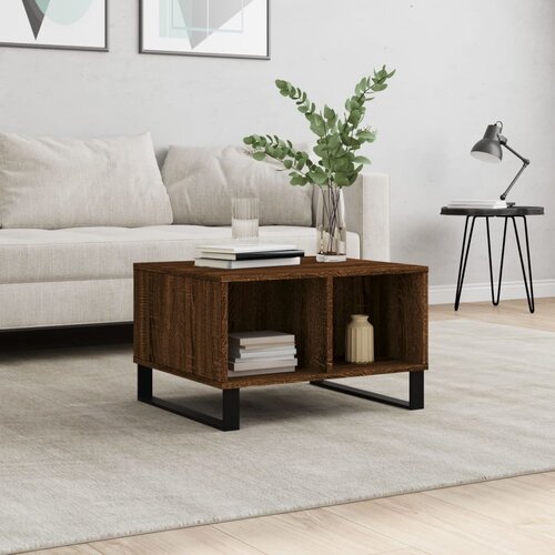 VidaXL Klubska mizica rjav hrast 60x50x36,5 cm inženirski les Slike