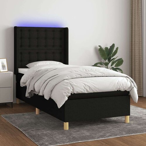  Box spring postelja z vzmetnico LED črna 80x200 cm blago, (20895212) Slike