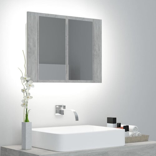 vidaXL LED kupaonski ormarić s ogledalom siva boja betona 60x12x45 cm Cijene
