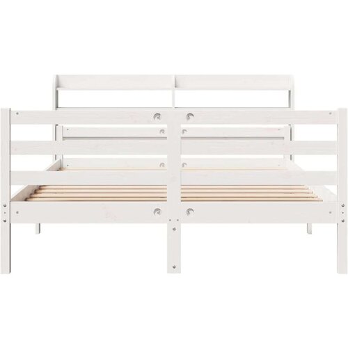 VidaXL Okvir za krevet s uzglavljem bijeli 150 x 200 cm borovina Slike