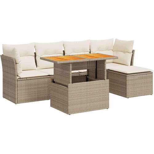 VidaXL 6-dijelni set vrtnih sofa s jastucima bež od poliratana Slike