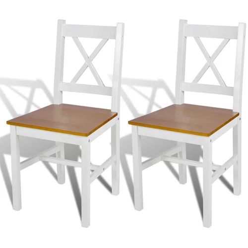 vidaXL Jedilni stoli 2 kosa beli iz borovine, (20699557)