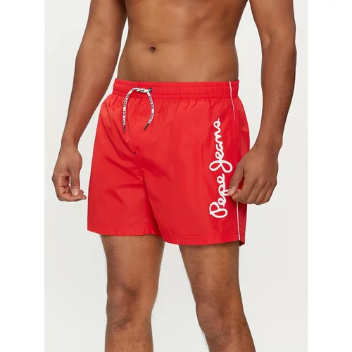 PepeJeans Kopalne hlače Logo Swimshort PMB10393 Rdeča Regular Fit