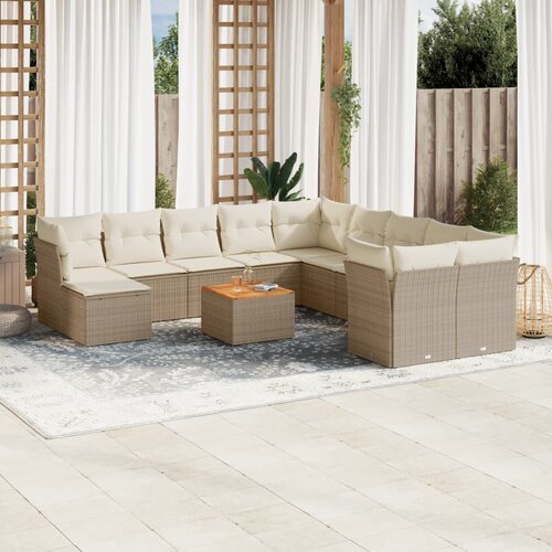 VidaXL 12-dijelni set vrtnih sofa od poliratana s jastucima bež Slike