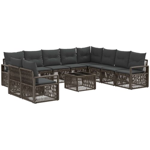 vidaXL Vrtna sedežna garnitura 11 pcs Siva poli ratan, (5000272564) Cene