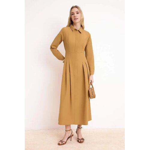 Trendyol Modest Ženska haljina Tctss26Eb00024, Smeđa Slike