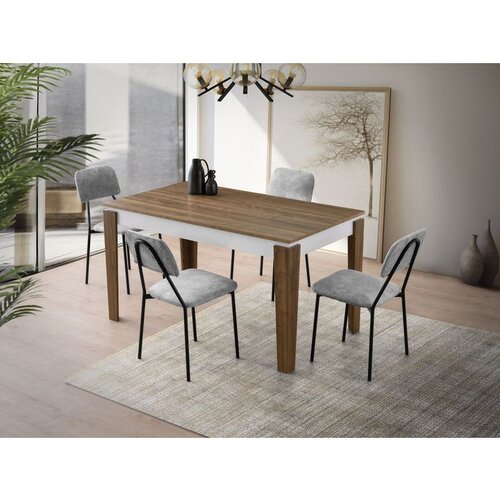 Hanah home Cunda - 2981 WalnutWhite Extendable Dining Table Cene