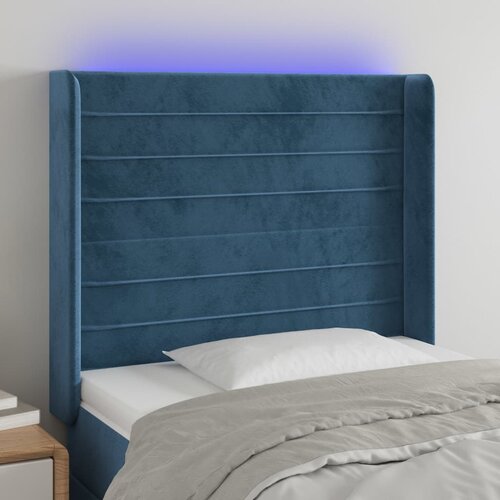  The Living Store LED posteljno vzglavje temno modro 93x16x118/128 cm žamet - LED Vzglavje, (21488054) Cene