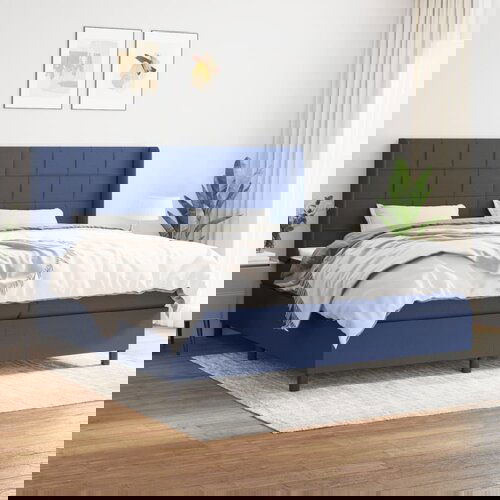 The Living Store Box spring postelja z vzmetnico moder 200x200 cm blago - Box Spring Postelja, (21437666) Cene