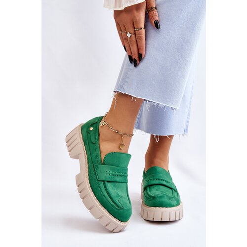 Kesi Women's Suede Slip-on Shoes Light Green Fiorell Cene