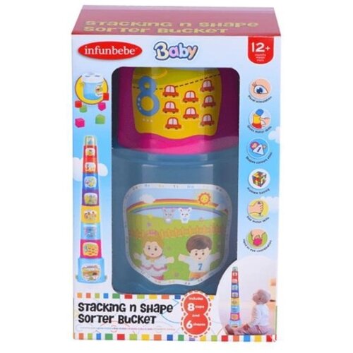 Infunbebe IGRACKA ZA BEBE ZAGLAVLJENE CASE 12M+ (8kom CASA I 6kom OBLIKA) (PL202A) Slike